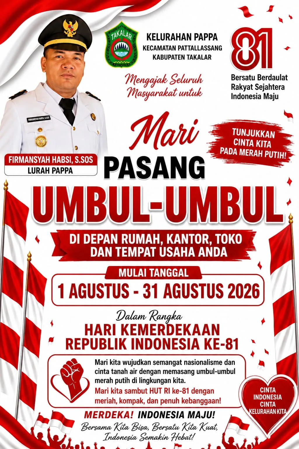 IMG-20260731-WA0057 Tanamkan Semangat Nasionalisme, Lurah Pappa Ajak Warga Hiasi Rumah dan Tempat Usaha Bendera Merah Putih