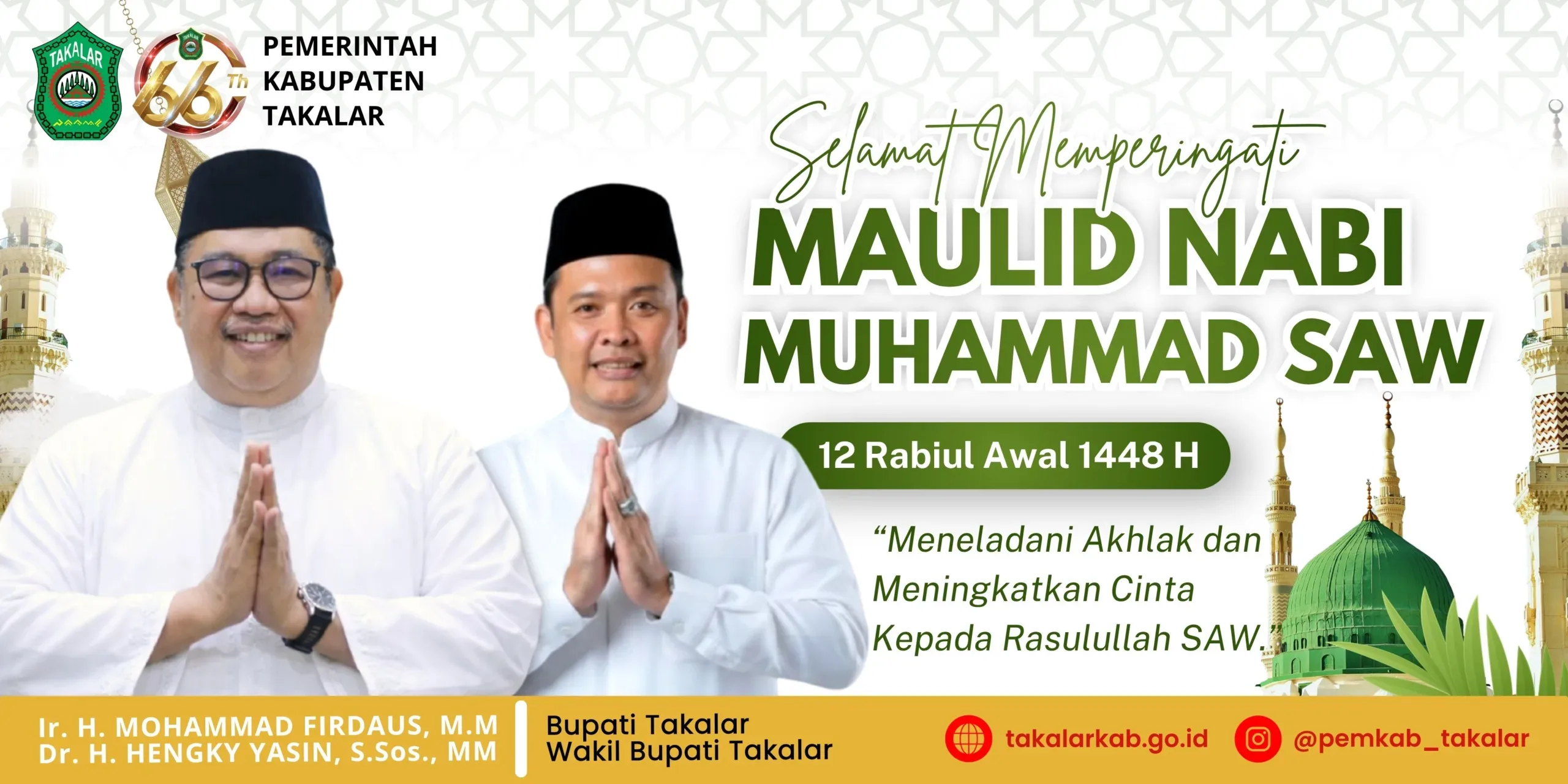 Selamat Memperingati Maulid Nabi Muhammad SAW - Bupati dan Wakil Bupati Takalar - Sulselberita