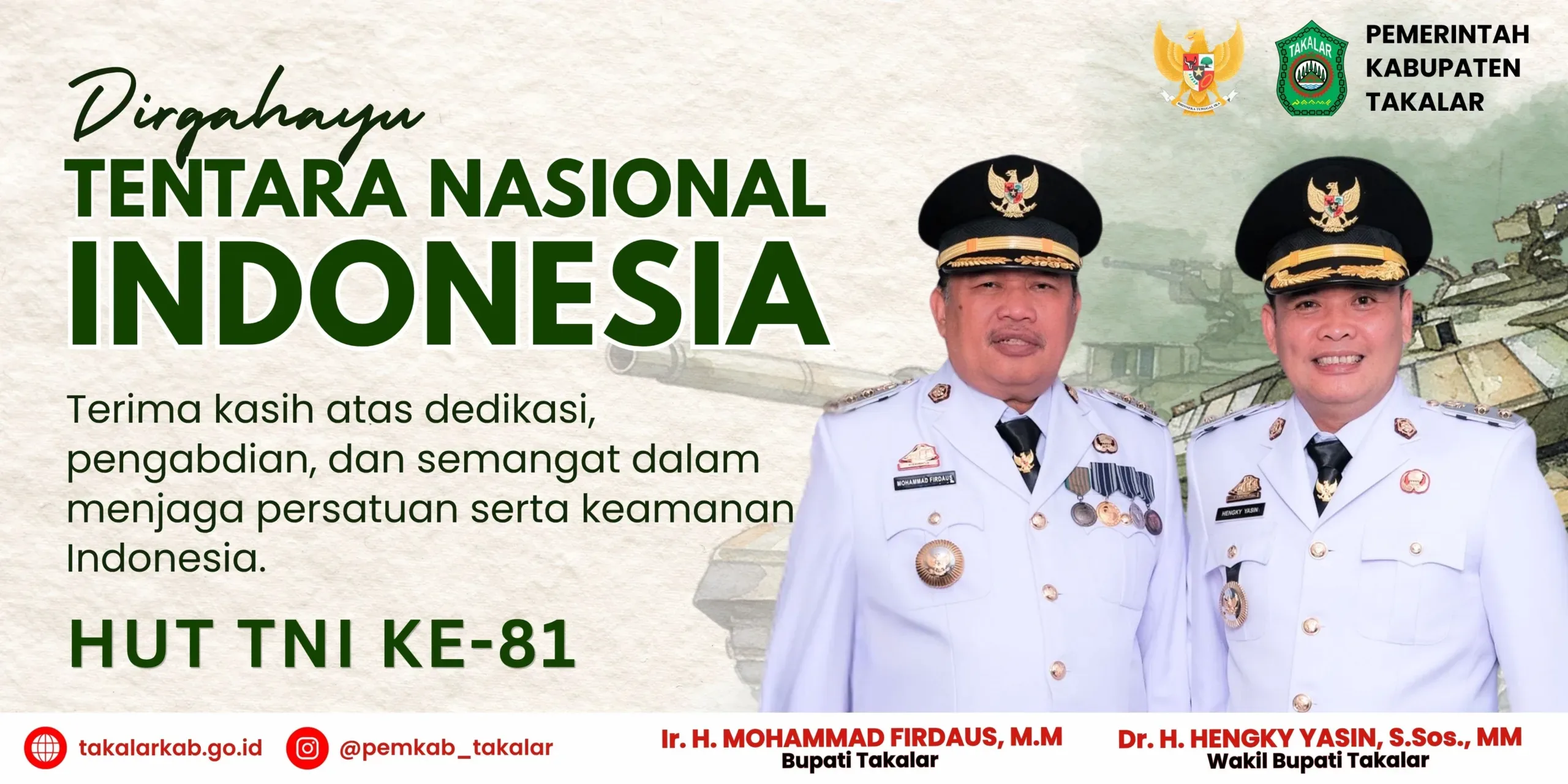 HUT TNI ke-81 - Bupati dan Wabup Takalar - Sulselberita